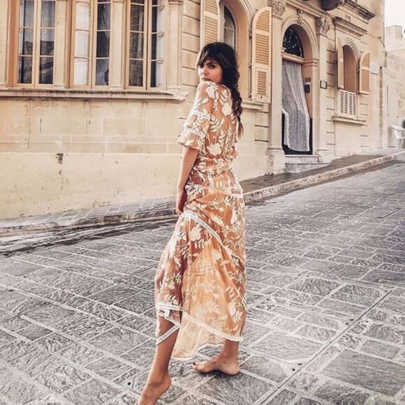 NWT For Love and Lemons Emelia Sheer Lace Maxi Skirt